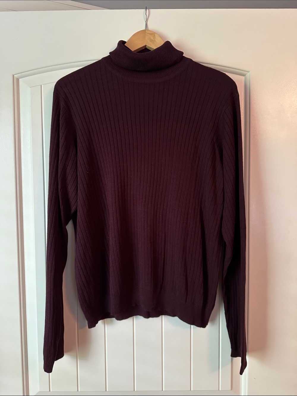 Sag Harbor Ribbed Turtleneck Sweater - Dark Plum